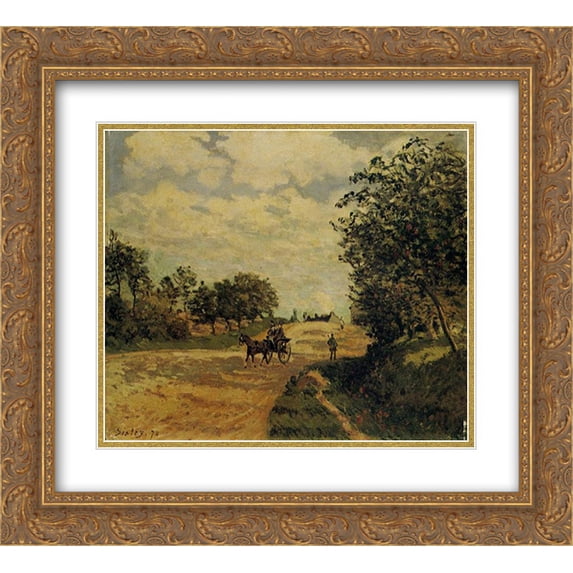 Alfred Sisley 2x Matted 24x20 Gold Ornate Framed Art Print 'The Road from Mantes to Choisy le Roi'