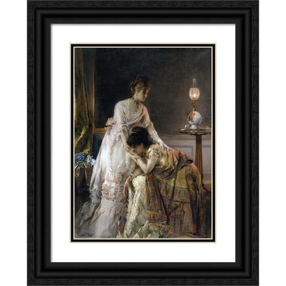 Alfred Stevens 11x14 Black Ornate Wood Framed Double Matted Museum Art Print Titled: After the Ball (1874)