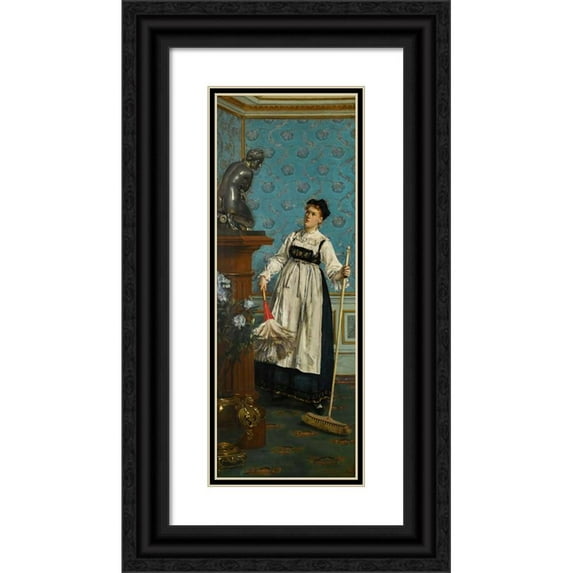 Alfred Stevens 11x24 Black Ornate Framed Double Matted Museum Art Print Titled: An Aspiring Connoisseur