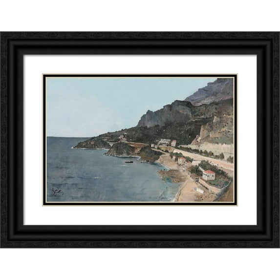 Alfred Stevens 18x13 Black Ornate Wood Framed Double Matted Museum Art Print Titled - Cap D'Ail, View of the Prince of Monaco's Prince