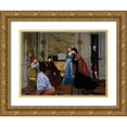 thumbnail image 1 of Alfred Stevens 18x14 Gold Ornate Wood Frame and Double Matted Museum Art Print Titled - Elegant Figures in a Salon (1840-1906), 1 of 4