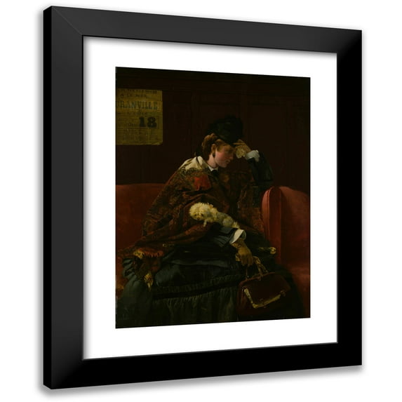 Alfred Stevens 19x24 Black Modern Framed Museum Art Print Titled - At the Railway Station (C. 1874)