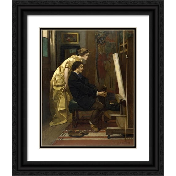 Alfred Stevens 20x24 Black Ornate Framed Double Matted Museum Art Print Titled: The Painter and His Model (1855)