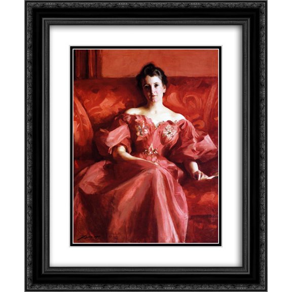 Alfred Stevens 2x Matted 20x24 Black Ornate Framed Art Print 'Portrait of Mrs. Howe'