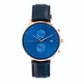 thumbnail image 1 of Alfred Sung Men's Dual Time Rose Gold Date Blue Dial Leather Watch, 1 of 5