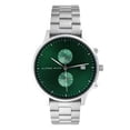 thumbnail image 1 of Alfred Sung Men's Dual Time Silver Date Green Dial Link Watch, 1 of 5