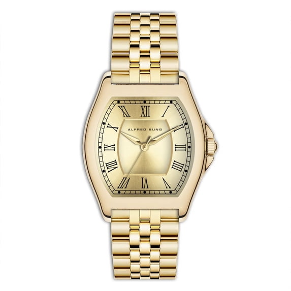 Alfred Sung Heritage Gold dial Gold bracelet Ladies watch