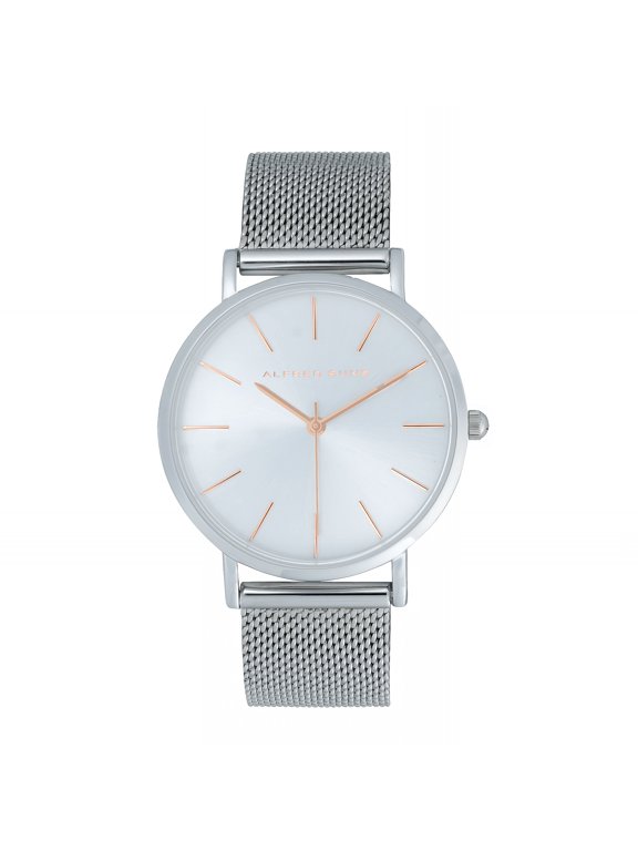 Ladies Dress Silver Sunray Dial Mesh Watch
