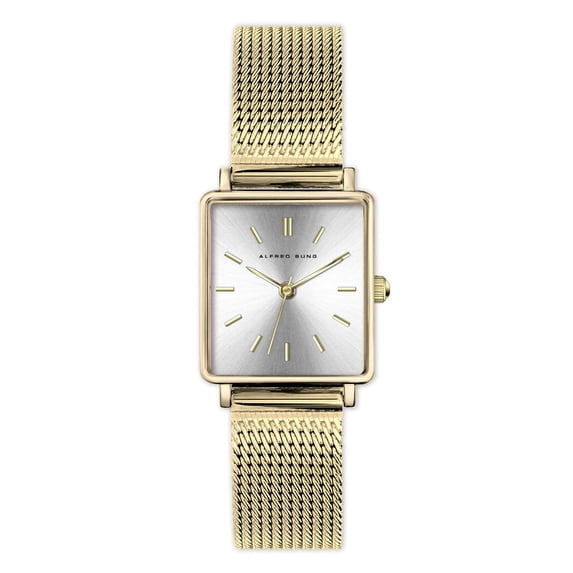 Alfred Sung Ladies Harmony Gold Sunray Dial Mesh Watch
