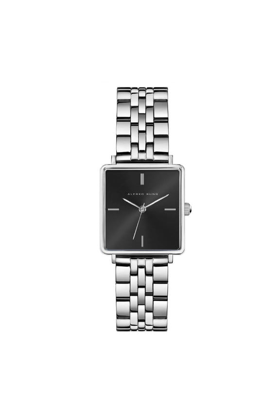 Ladies Harmony Silver Black Sunray Dial Link Watch