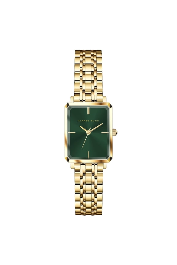 Ladies Octavia Gold Green Sunray Dial Link Watch