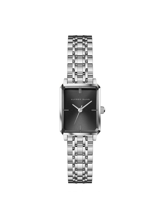 Ladies Octavia Silver Black Sunray Dial Link Watch