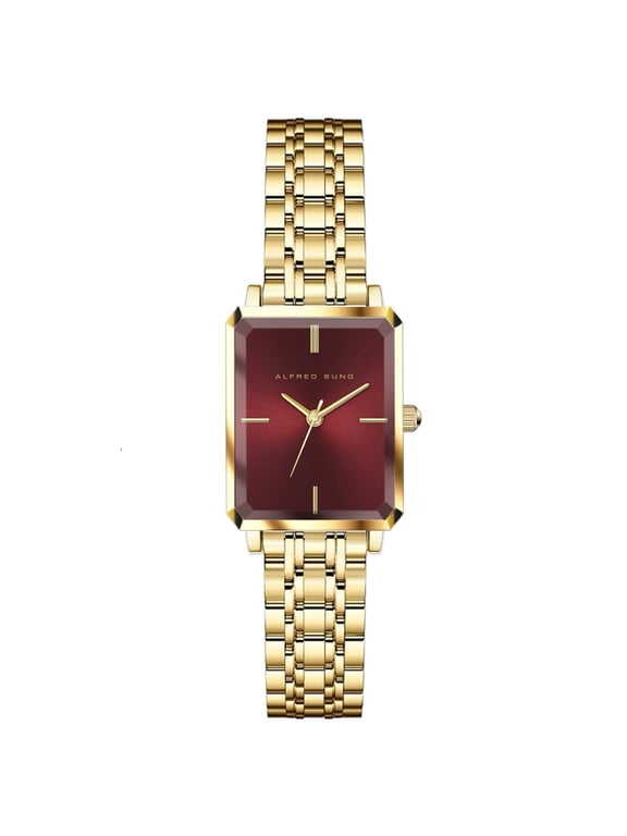 Ladies Octavia XS Gold Burgundy Sunray Dial Link Watch