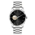thumbnail image 1 of Alfred Sung Men's Automatic Silver Black Open Heart Dial Link Watch, 1 of 5