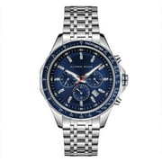 ALFRED SUNG Men's Chronograph I Silver Date Blue Dial Link Watch