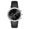 thumbnail image 1 of Alfred Sung Men's Chronograph Silver Black Dial Leather Watch, 1 of 3