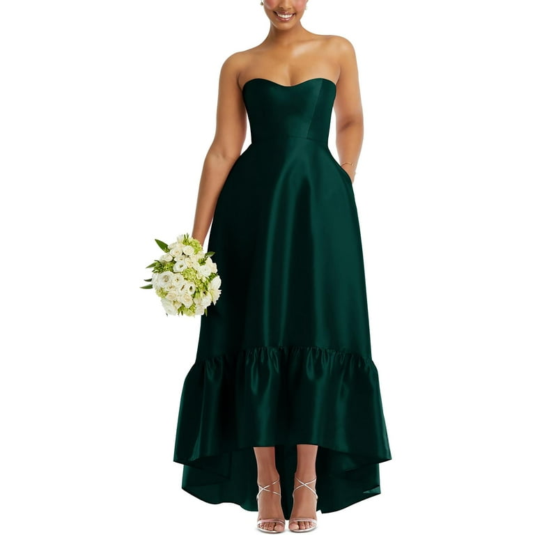 Alfred Sung V-Neck Sleeveless High-Low Sateen Twill Gown- 0 store