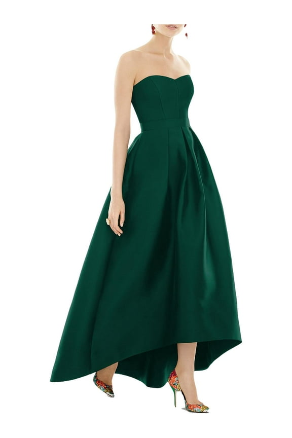 Womens Taffeta Hi-Low Evening Dress