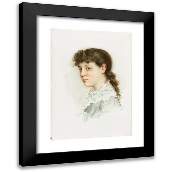 Alfred Turner 11x14 Black Modern Framed Museum Art Print Titled - Female Head No. 2 Brunette (ca. 1861-1897)