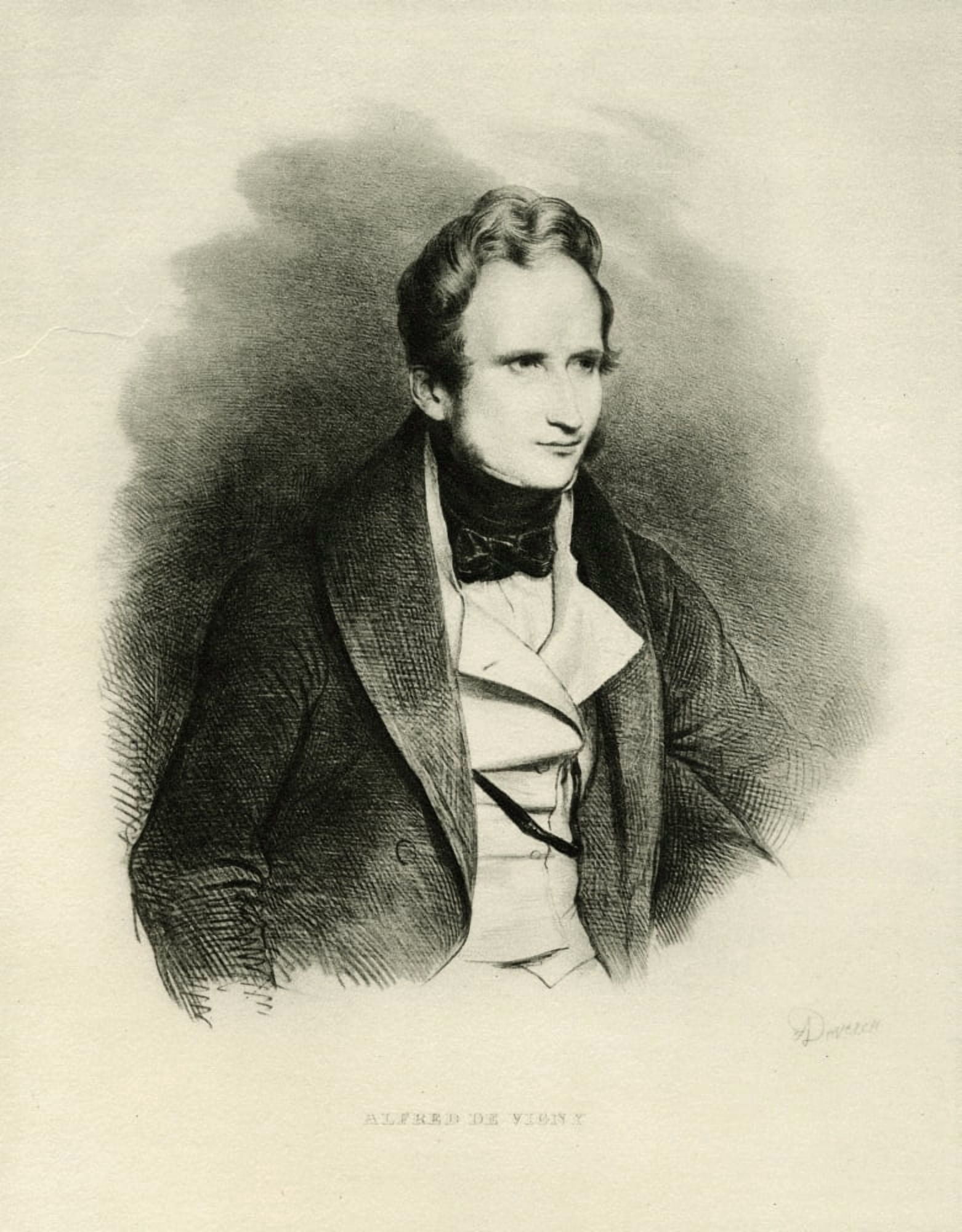 Alfred Victor Comte De Vigny 1797-1863 French Poet Playwright And Novelist Lithograph By A Devria Canvas Art - Ken Welsh Design Pics (13 x 17)