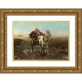 thumbnail image 1 of Alfred Von Wierusz-Kowalski 18x14 Gold Ornate Wood Frame and Double Matted Museum Art Print Titled - The Polish Wedding Ride, 1 of 4