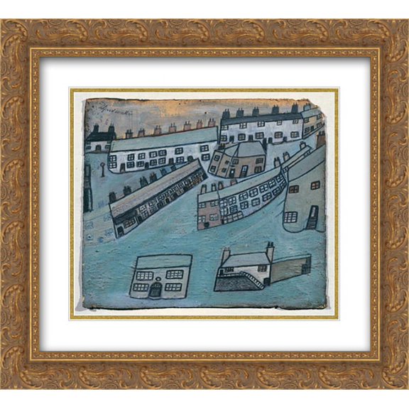 Alfred Wallis 2x Matted 22x20 Gold Ornate Framed Art Print 'Houses at St Ives, Cornwall'
