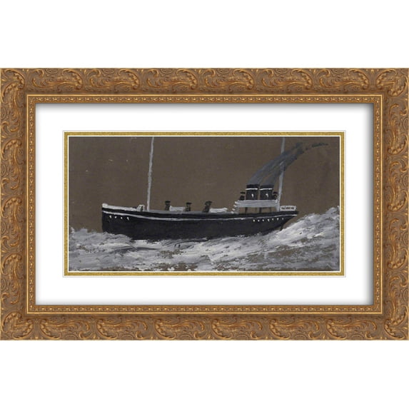 Alfred Wallis 2x Matted 24x16 Gold Ornate Framed Art Print 'Death Ship '
