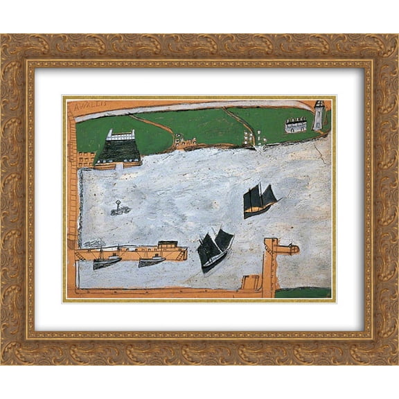 Alfred Wallis 2x Matted 24x20 Gold Ornate Framed Art Print 'Mount's Bay with St Michael's Mount, Cornwall'