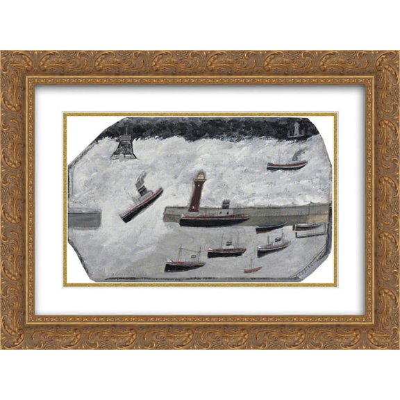 Alfred Wallis 2x Matted 24x20 Gold Ornate Framed Art Print 'Penzance Harbour'