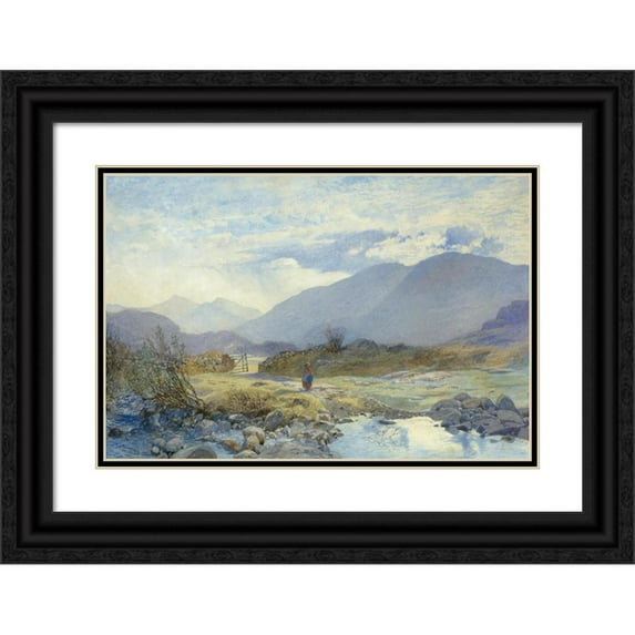 Alfred William Hunt 18x13 Black Ornate Wood Framed Double Matted Museum Art Print Titled - Capel Curig With Snowdon and the Glyders in the Distance, North Wales