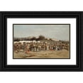 thumbnail image 1 of Alfred Wordsworth Thompson 18x12 Black Ornate Wood Framed Double Matted Museum Art Print Titled - A Bustling Market Place at the City Wall, Tangiers (1889), 1 of 5
