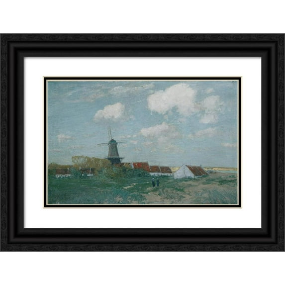 Alfred Zoff 14x11 Black Ornate Wood Framed Double Matted Museum Art Print Titled: Village on the Dune (1903-1904)