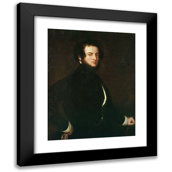 Alfred d'Orsay 12x14 Black Modern Framed Museum Art Print Titled - Self-Portrait of Count Alfred D'Orsay (1801-1852). (1845)
