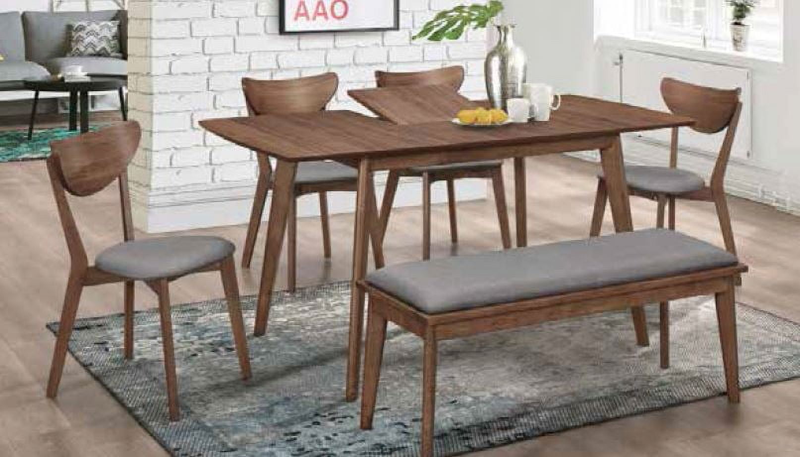 Natural Walnut and Grey Mid-Century Modern Dining Set