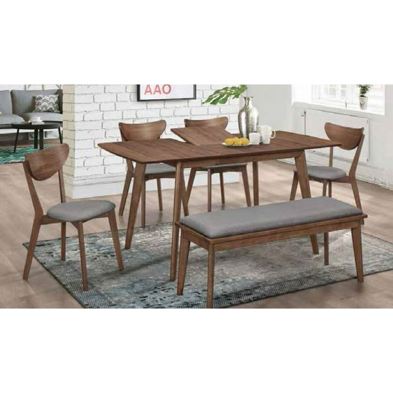 Alfredo Dining Room Set Natural Walnut and Grey