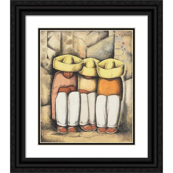 Alfredo Ramos Martínez 15x18 Black Ornate Wood Framed Double Matted Museum Art Print Titled - Indians at Rest (circa 1935)