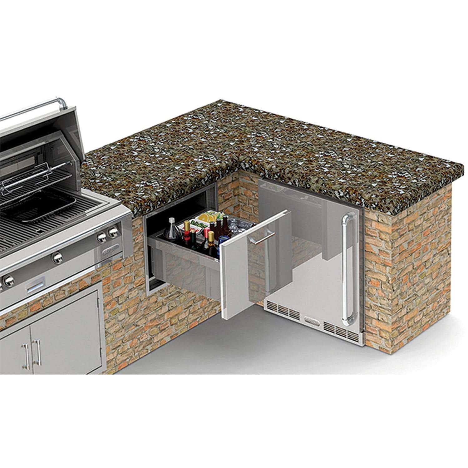 Premium Stainless Steel Undercounter Ice Drawer and Beverage Center