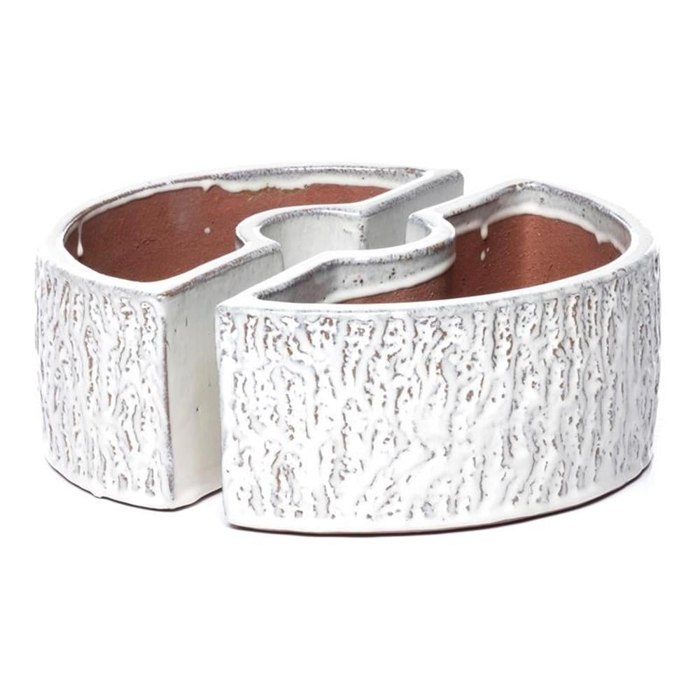 Alfresco Home 2-piece River Bed Round Ceramic Umbrella Planter in White