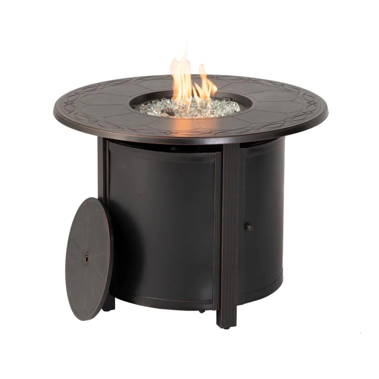 Hartwick 34" Round Black Aluminum Gas Fire Pit Table