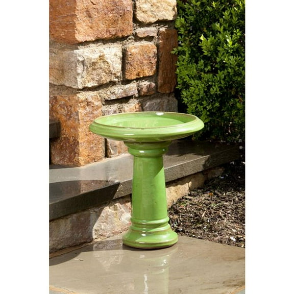 Alfresco Home Ischia Ceramic Bird Bath in Chartreuse