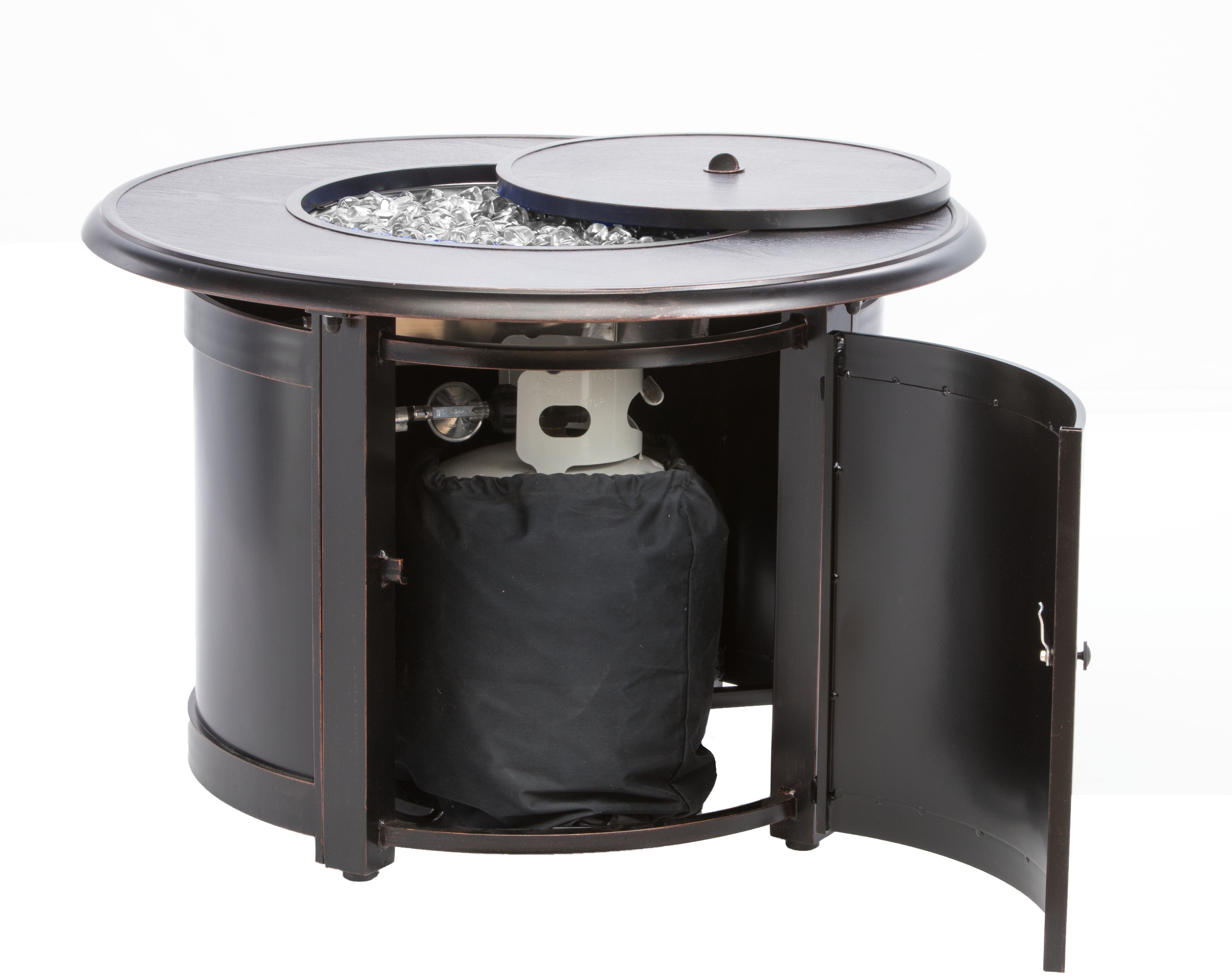 Manchester Black Aluminum Round Gas Fire Pit Table