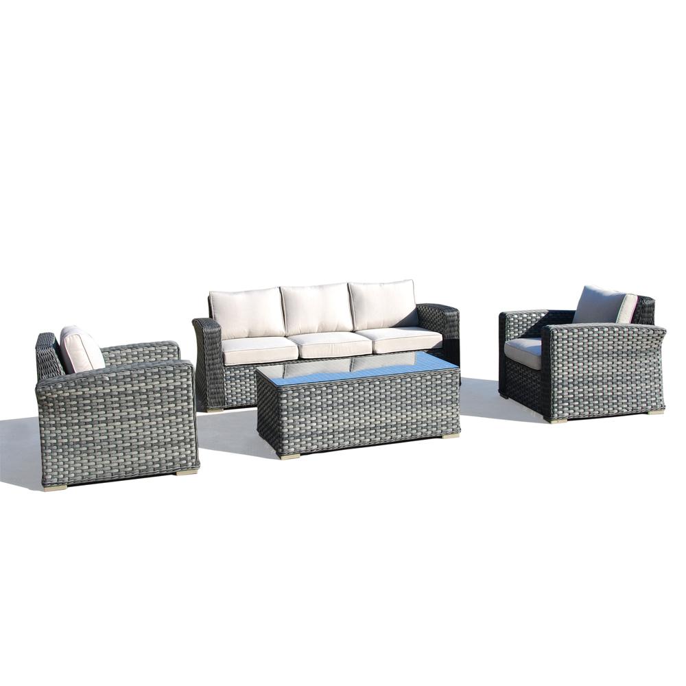 Alfresco Home Palisades 4-piece Resin Wicker Seating Group in Java Brown - image 1 of 10