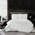 thumbnail image 1 of Alfrey 3 Piece Organic Cotton Duvet Cover Set Solid White With Dual Stripe Embroidered Border Hotel Collection Bedding, 1 of 8