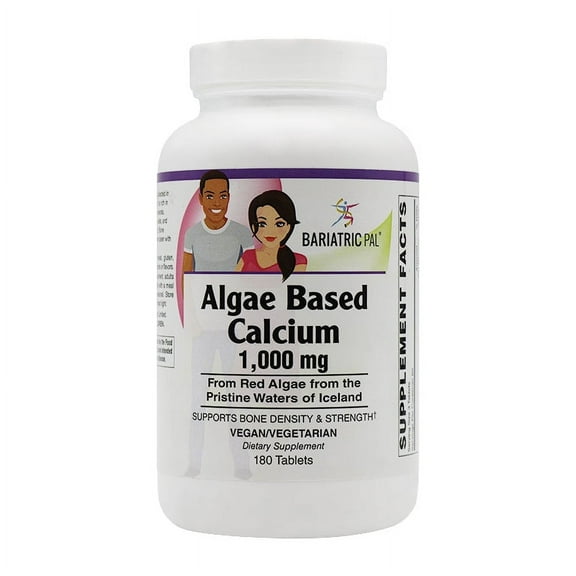 Algae Based Calcium 1,000mg Tablets with Magnesium, D3 and K2 by BariatricPal - Vegan Approved!