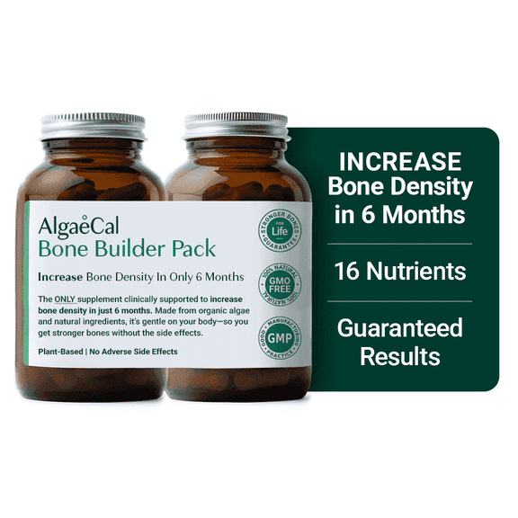 AlgaeCal Bone Builder Pack - Calcium with Vitamin D and Strontium, Clinically Supported to Increase Bone Density in 6 Months, 1-Month Supply