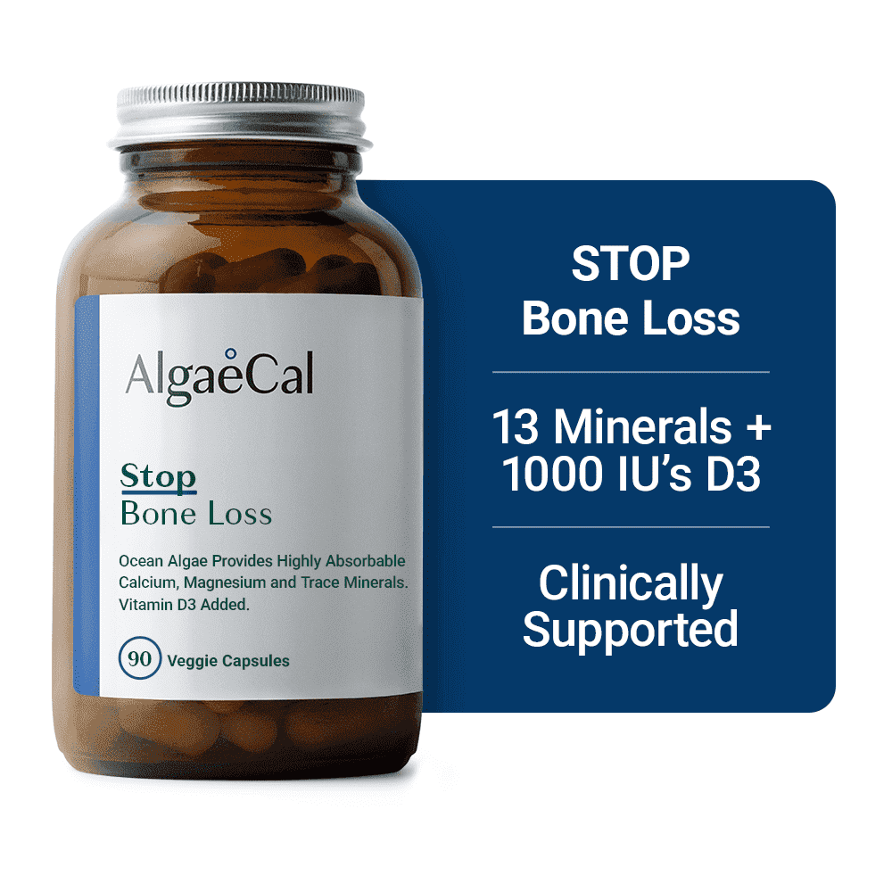 AlgaeCal - Plant-Based Calcium with Vitamin D for Women & Men, Clinically Supported to Stop Bone Loss, 1-Month Supply
