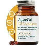 AlgaeCal D3 Complete - Vitamin D3 + Vitamin K2, Vitamin E, and Vitamin A, 60 Softgels