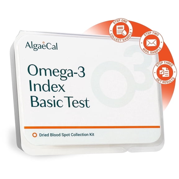 AlgaeCal Omega-3 Home Test Kit Easy At-Home Testing with Pre-Paid Return Envelope, Quick and Hassle-Free Sample Collection, and Certified Lab-Verified Results for Accurate Omega-3 Levels