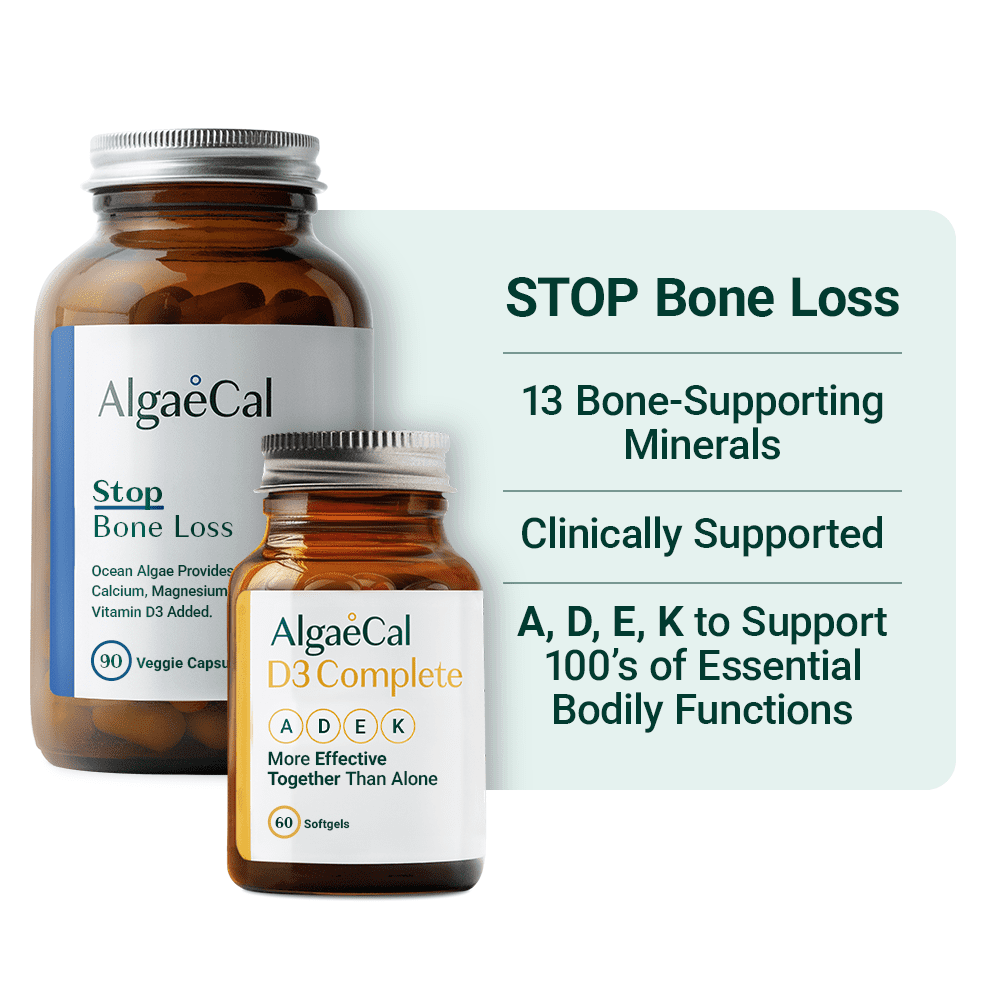 AlgaeCal Plant Calcium & D3 Complete Supplement | Clinically Supported to Stop Bone Loss | 13 Minerals + Vitamin D3, A, E, K for Bone, Joint, and Immune Health | Natural Calcium with Magnesium & Zinc