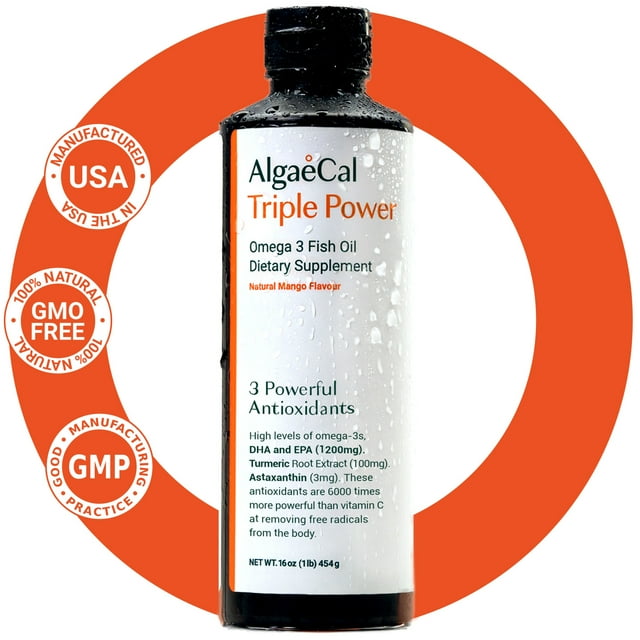 Algaecal Triple Power Omega 3 Fish Oil, Mango Flavor Brain, Heart